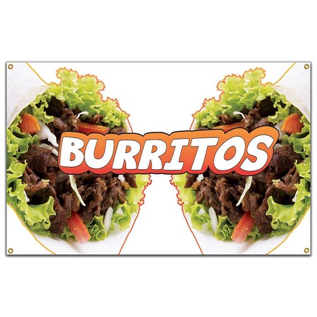 Signmission Burritos Banner Heavy Duty 13 Oz Vinyl with Grommets Single Sided B-60 Burritos